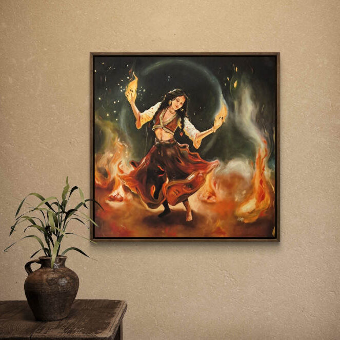 Fine Art Print einer tanzenden Frau auf 40x40 cm Keilrahmen