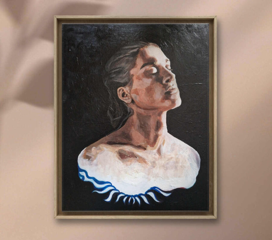 Gemälde nach Foto Portrait eines jungen Mannes mit Acrylfarben auf Leinwand gemalt und gerahmt